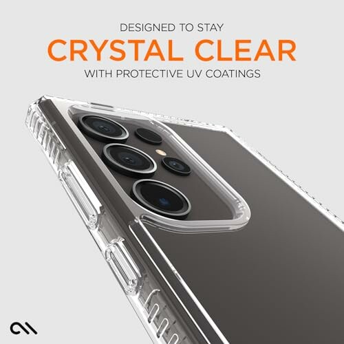 Clear phone case with UV coatings for protection.