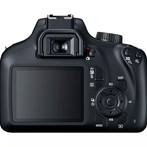 Back view of a DSLR camera showing the screen and controls.