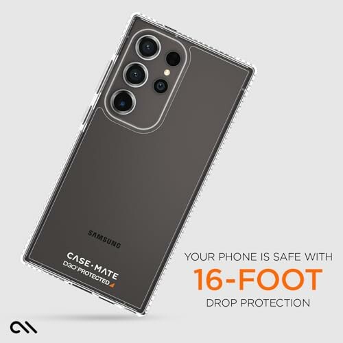 Samsung phone with Case-Mate 16-foot drop protection case.